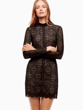 Aritzia Wilfred Black Lace Long-Sleeve Mini Dress